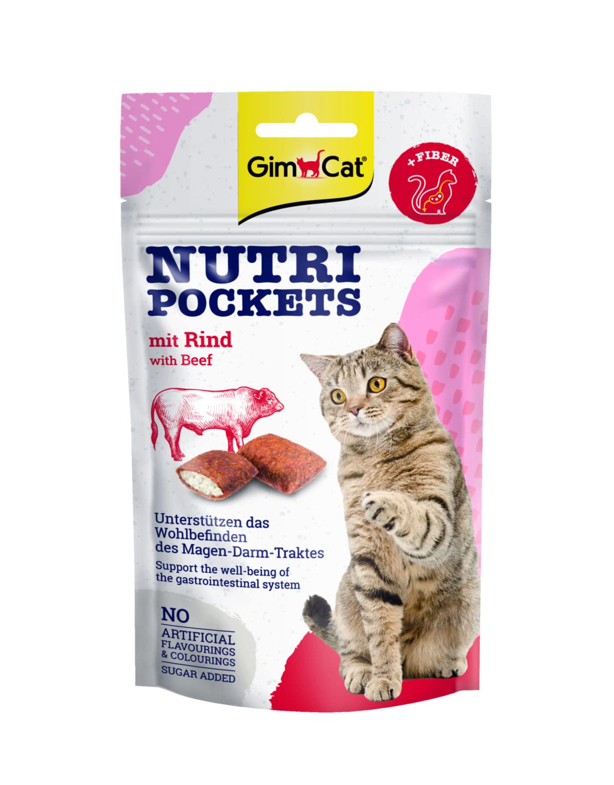 Snack GimCat Nutri Pockets Sea Mix Per Gatti - Croccanti Con Ripieno, Salmone E Taurina, 150g - Foto 4