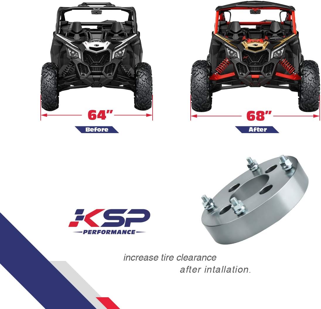 Exсluѕіvе Dіѕсоunt 🔥 KSP 4x156mm Wheel Spacers Fit For Polaris Ranger RZR Xplorer Sportsman 400 500 600 700 800, 2(50mm) Thickness with 3/8-24 Studs 131mm Hub Bore for Kawasaki 300B Lakota KSF 250 KXT 250