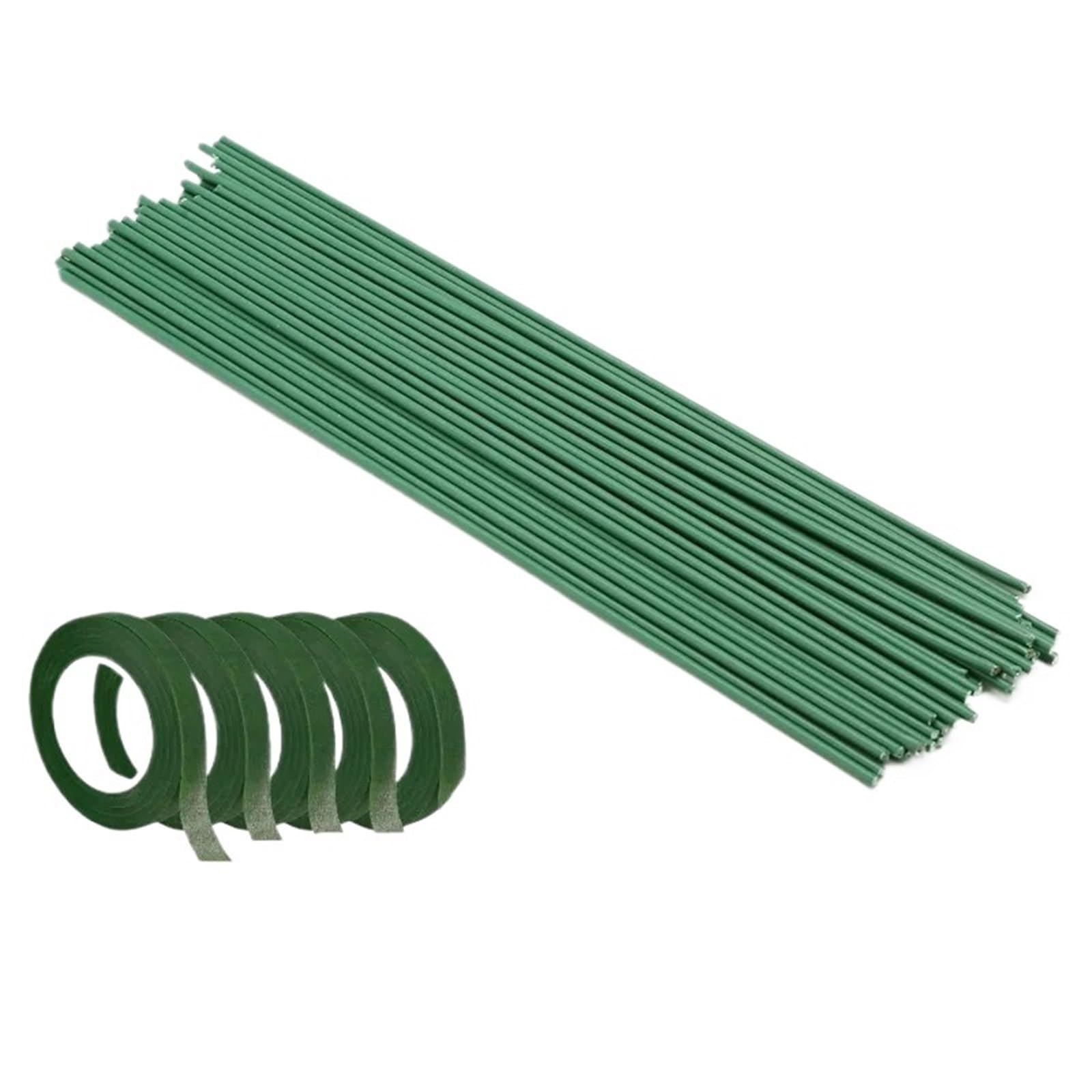 Blumendraht 2 mm grüne Blütenstiele for künstliche DIY-Hochzeits- und Blumenarrangements Garten(100pcs 5pcstape)