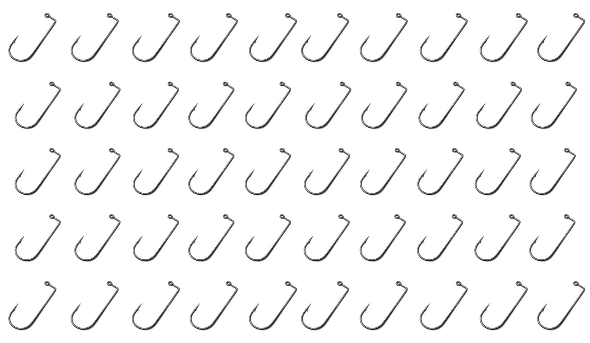 LiFschal 9147 Jig 90-Degree Barbed Fishing Hooks - Short Shank Aberdeen Hooks in Sleek Black Finish (Pack of 50)