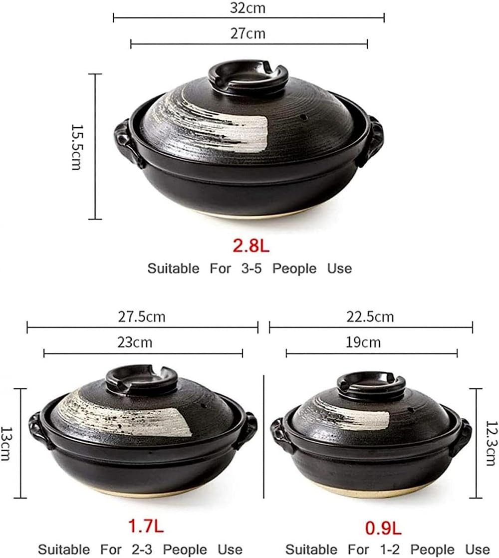Kochtopf, Japanischer Keramik-Hot Pot, Hitzebeständiger Schmortopf mit Deckel, Langsamer Schmortopf, Runder Schmortopf, Suppentopf, Ölfreier Kochtopf