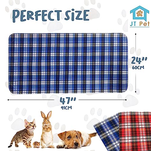 Image of Guinea Pig Cage Liner - Pack of 2 Washable Pee Pads for Dogs, Smooth Fleece Guinea Pig Bedding for Cage & Crates, Reusable & Waterproof Puppy Pee Pads - 47x24 Inches, Plaid