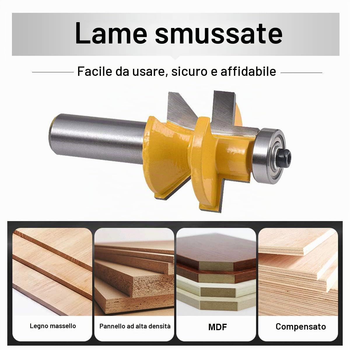 2 Pezzi Set di Punte per Fresa con Scanalatura e Linguetta con Gambo da 1/2 Pollice, Punte per Fresa con Scanalatura a V e Linguetta Abbinata con Bordatura