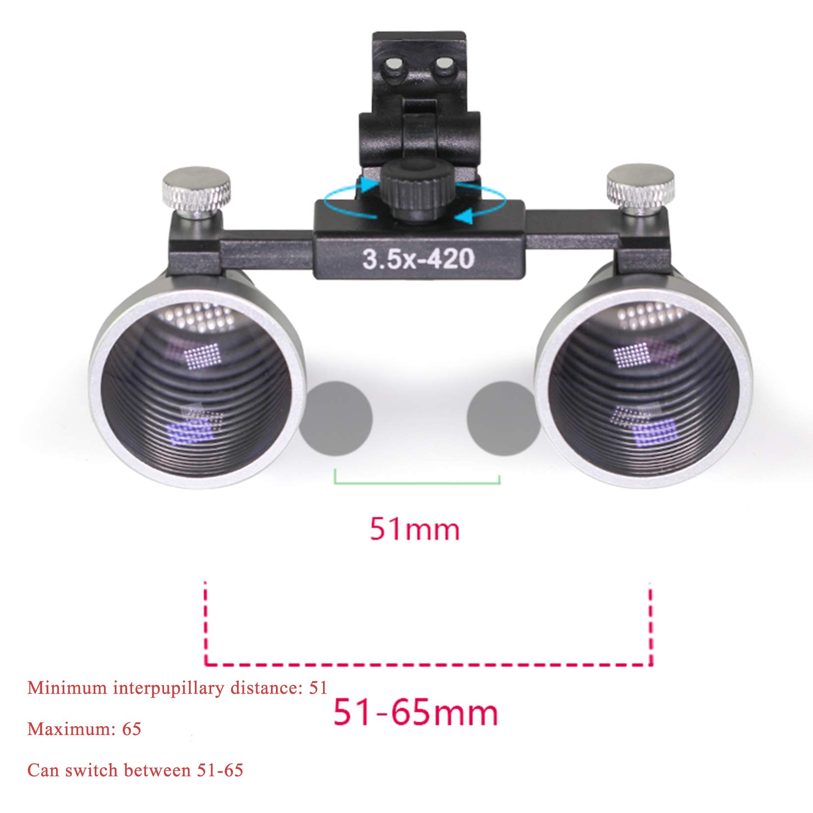 Lupas binoculares quirúrgicas 2.5X 3.5X iluminadas montadas en la cabeza Odontología