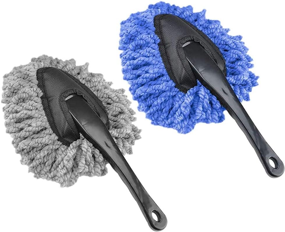 Image of ALOUD CREATIONS Microfiber Mini Car Cleaning Duster With Handle, Detailing Brush - Pack Of 2, Multicolor