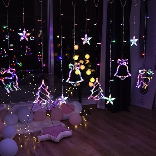 ACOMOK Guirnalda de luces LED de Navidad de 112ft de estrella y ciervo guirnalda de 110 V para árbol de Navidad Año Nuevo decoración de fiesta de