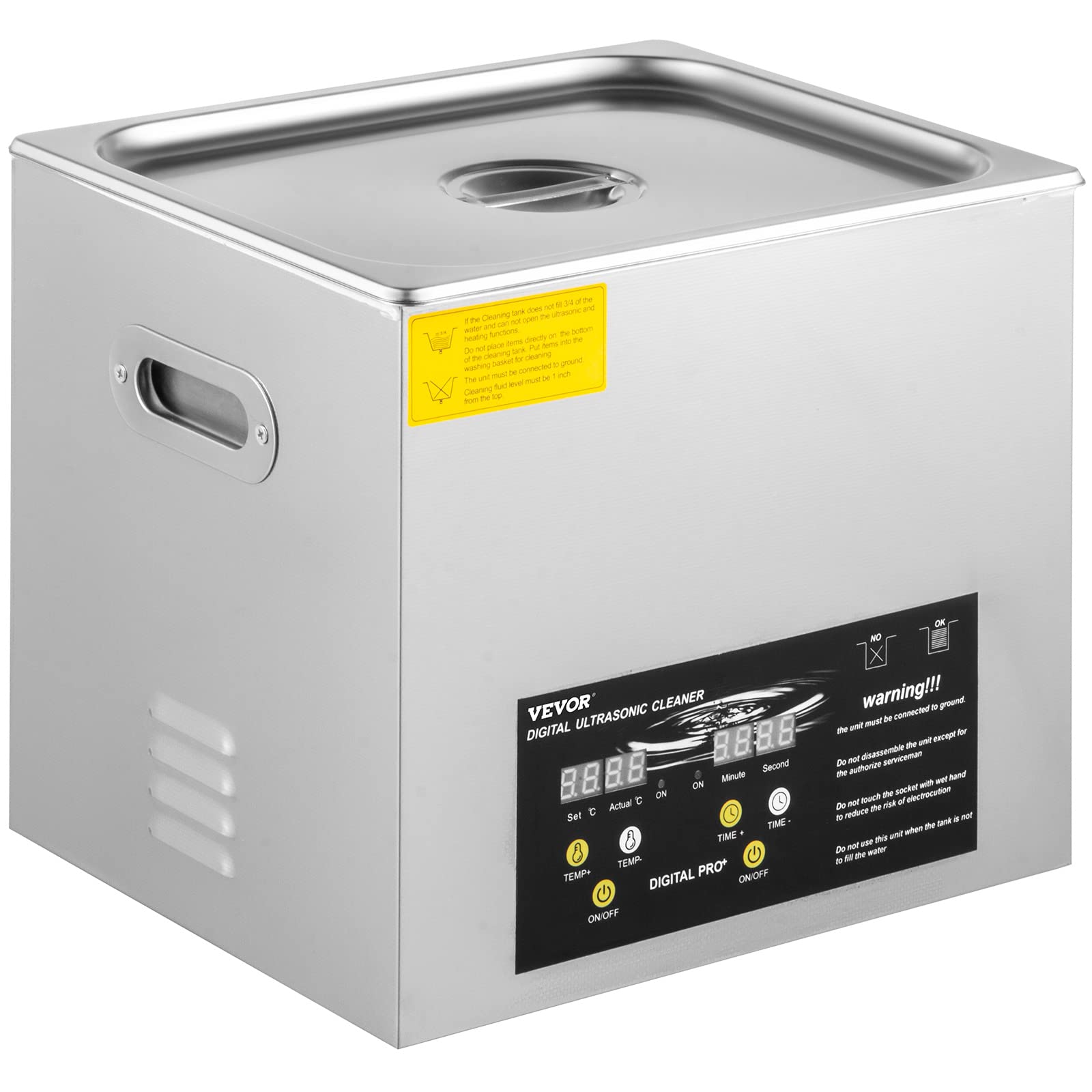 VEVOR Nettoyeur à Ultrasons Numérique 10 L, Chauffage 400 W, Ultrasons 240 W, Bac Ultrasons avec Chauffage et Minuterie, Appareil de Nettoyage Ultrasonique en Inox, pour Bijoux Lunettes Montres