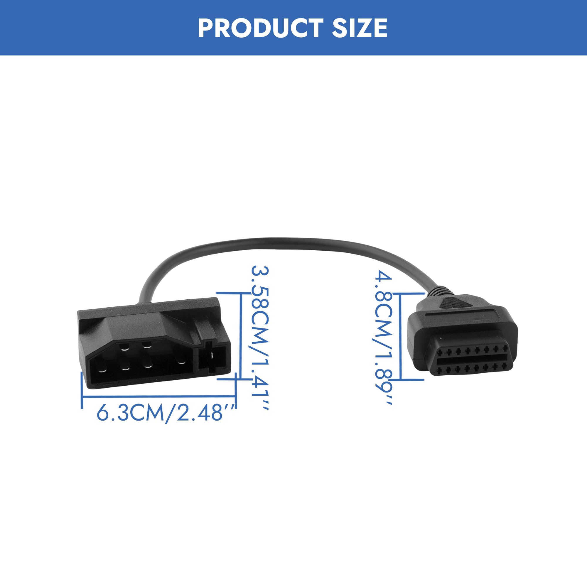 Adaptador OBD1 a OBD2 para Ford de 7 pines a 16 pines, adaptador OBD negro, herramienta de diagnóstico de reparación de cable, conector de repuesto para lectores de código y herramientas de escaneo