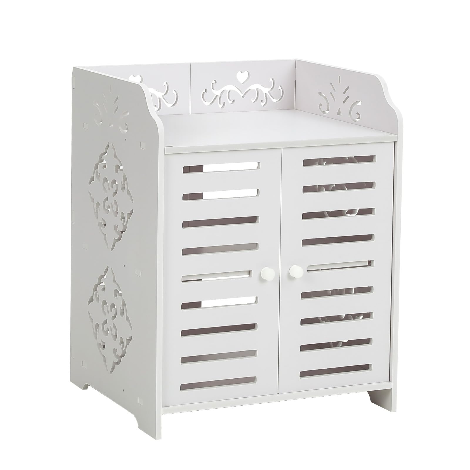 3 Tiers Shoe Storage Cabinet White with 2 Doors, Shoe Rack Slots for Bedroom Home Anti-rust Waterproof