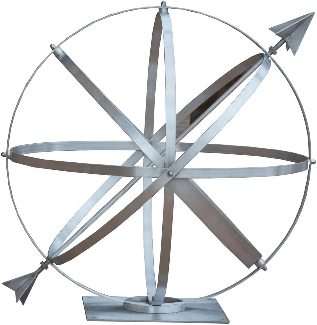 26 Inch Decorative Sundial Armillary - Brushed Aluminum