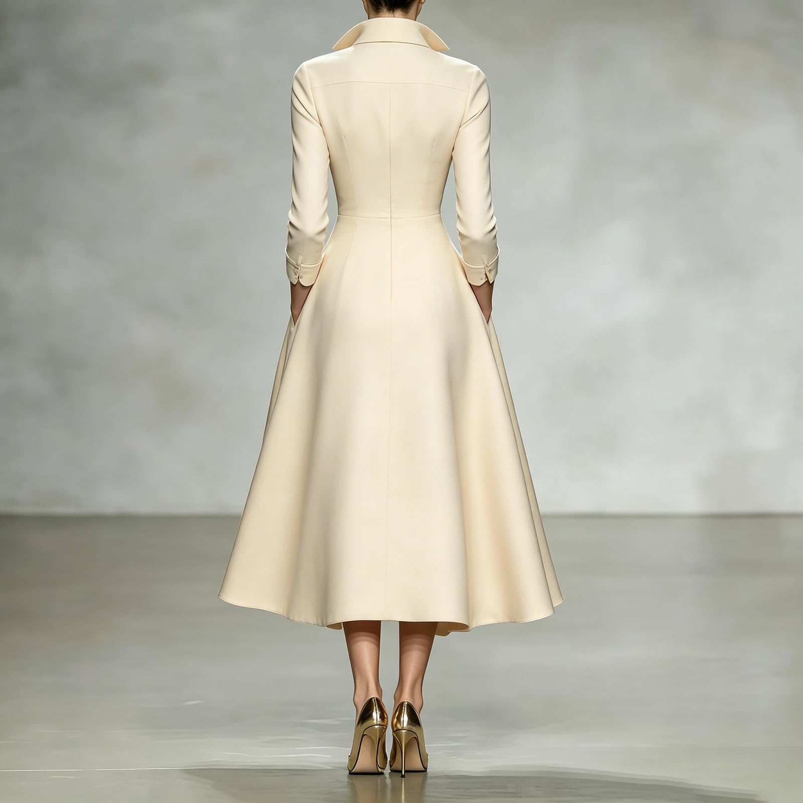 Abendkleider Elegant Für Hochzeit Business Kleid Hochzeitsgast Damen Curvy Festlich Kleider A Linie V Ausschnitt Midikleid Vintage Cocktailkleid Langarm Blusenkleid Winter Herbst