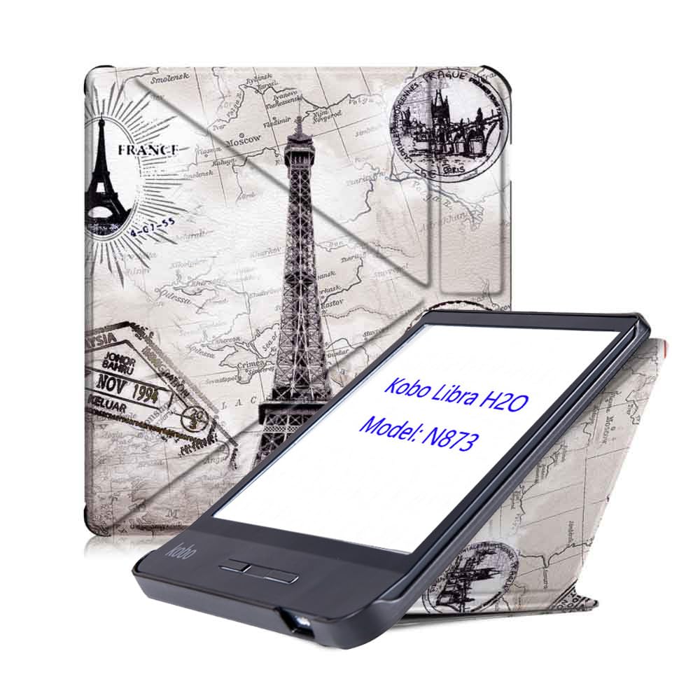 Case for 7-inch Kobo Libra H2O N873 e-reader case with magnetic holder, soft TPU N873 cover, and automatic wake-up function (Dark Green) - 4