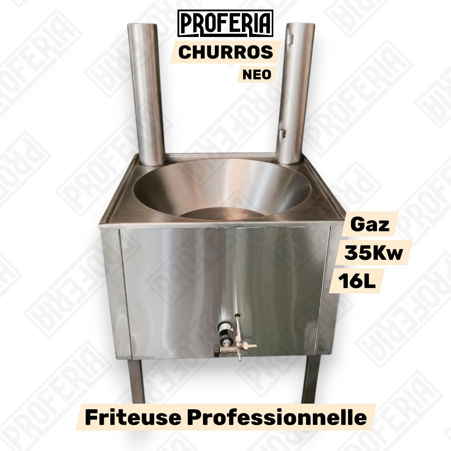 FRITEUSE À CHURROS PROFESSIONNELLE AU GAZ – 16L – 35KW – PROFERIA