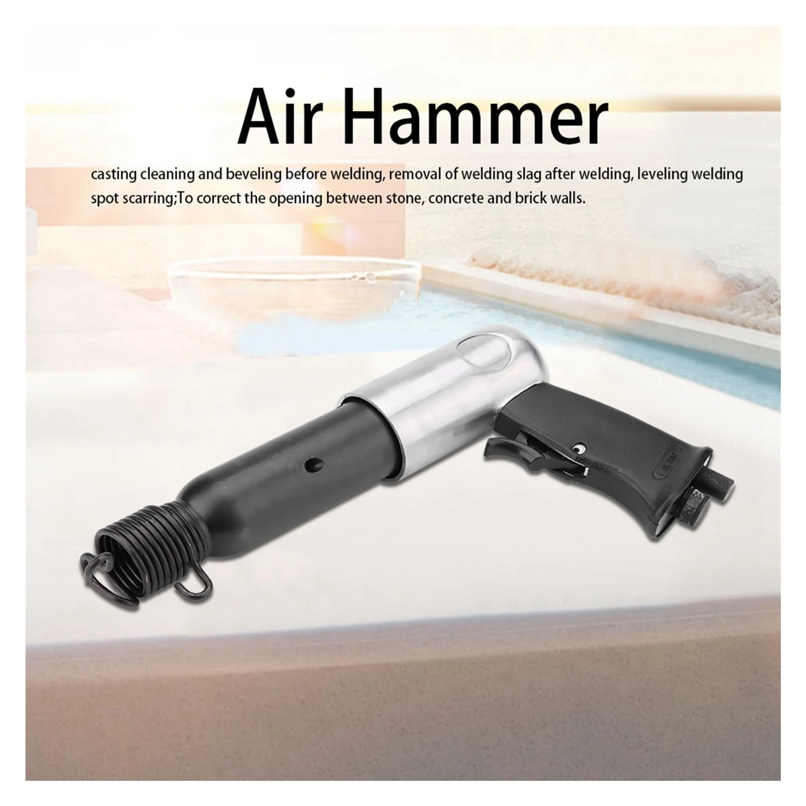 Bajo nivel de ruido Cincel de martillo Industrial de 1/4 "y 250mm, herramienta de pala de martillo neumático de alta resistencia con Kit de herramientas de brocas de cincel Para carpintería y hormigón