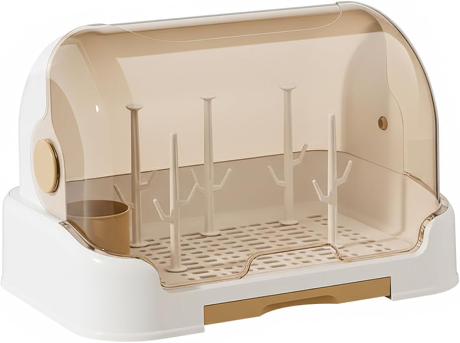 Baby Bottle Organizer for Countertop Large Capacity Baby Bottle Storage with Removable Drying Tray for Nursery, Kitchen Brown