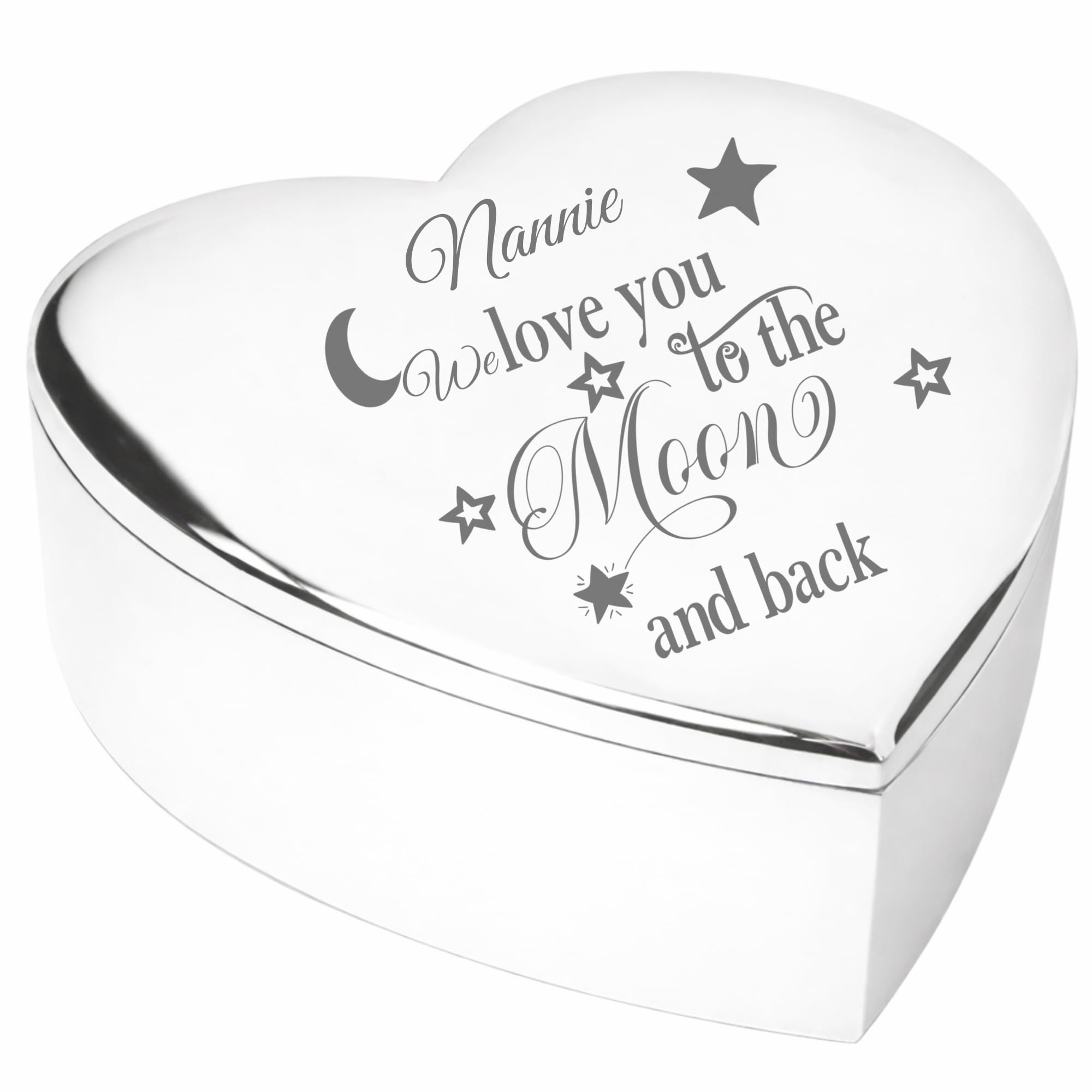 Chris Bag Of Goodies Silver Nannie We Love You To The Moon And Back Gift Classic Engraved Finish Heart Shaped Trinket Box Keepsake Idea Present From Granddaughter Grandson Grandchildren For Birthday Mothers Day Christmas