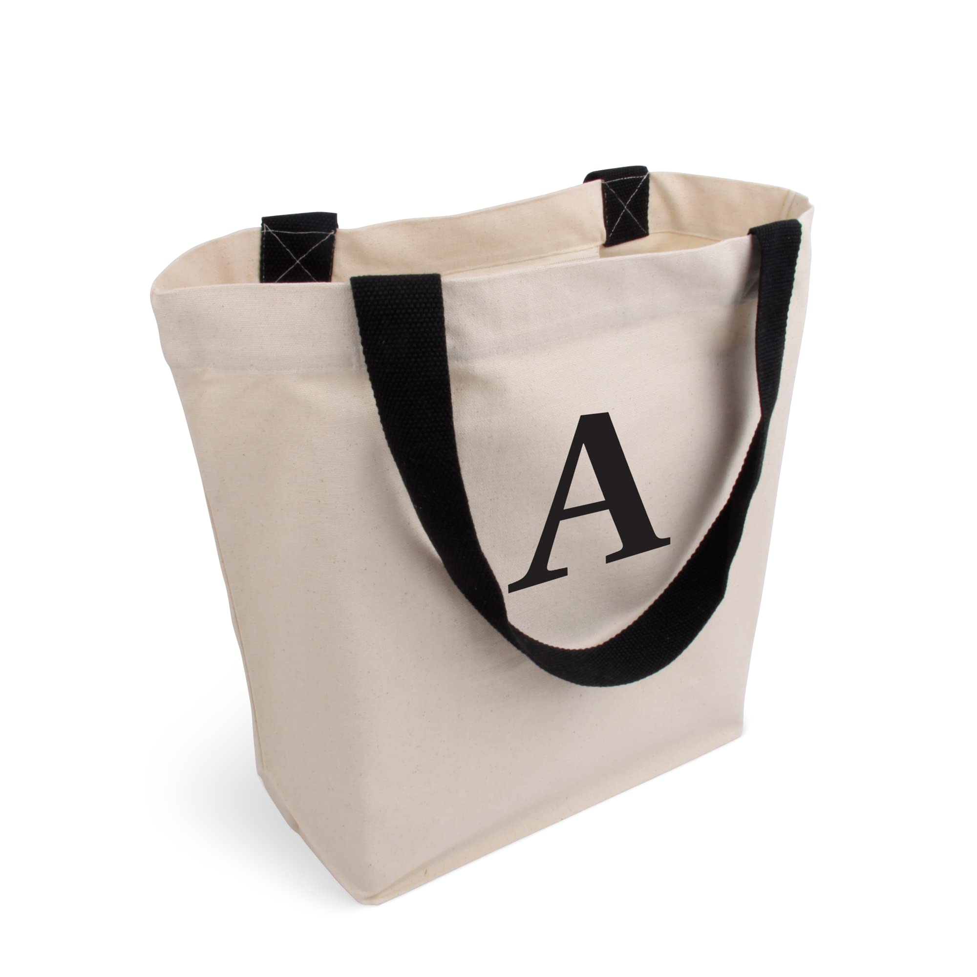 Cottonbagjoe Elegante bolsa de transporte espaciosa, impresión personalizada, con bolsillo interior, cremallera y fondo grande, bolsa de tela de algodón, Öko-Tex 100 Standard, Natural/A