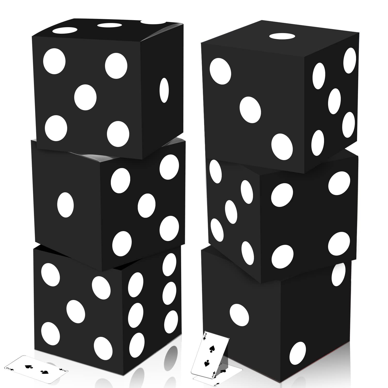 Tinlade 6 Pcs Dice Boxes 11 in Giant Casino Vegas Theme Party Decoration Big Large 3D Dice Decor Table Top Cardboard Dices Casino Game Nights Prom