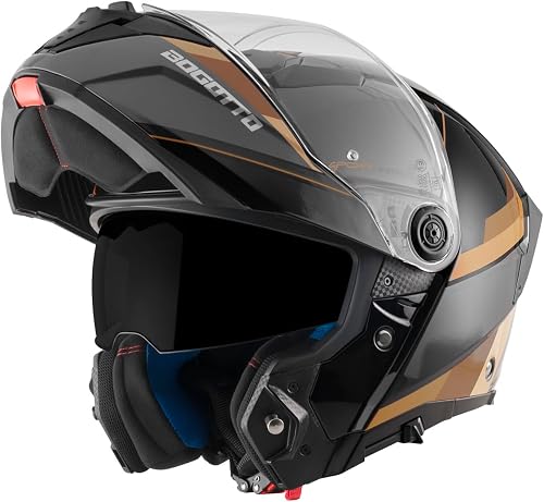 Bogotto FF404 Ezion Casque modulable, Noir/Marron, L