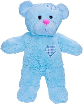 Cuddly Soft 16 inch Stuffed Blue Patch Teddy Bear...We Stuff em...You Love em!