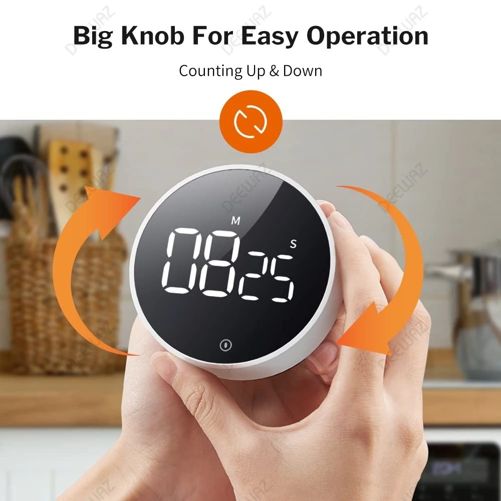 Temporizadores, Temporizador Digital magnético Multifuncional para Cocina, repostería, Estudio, cronómetro, Alarma, Contador mecánico de Tiempo (Color: Blanco) (Color: Negro)