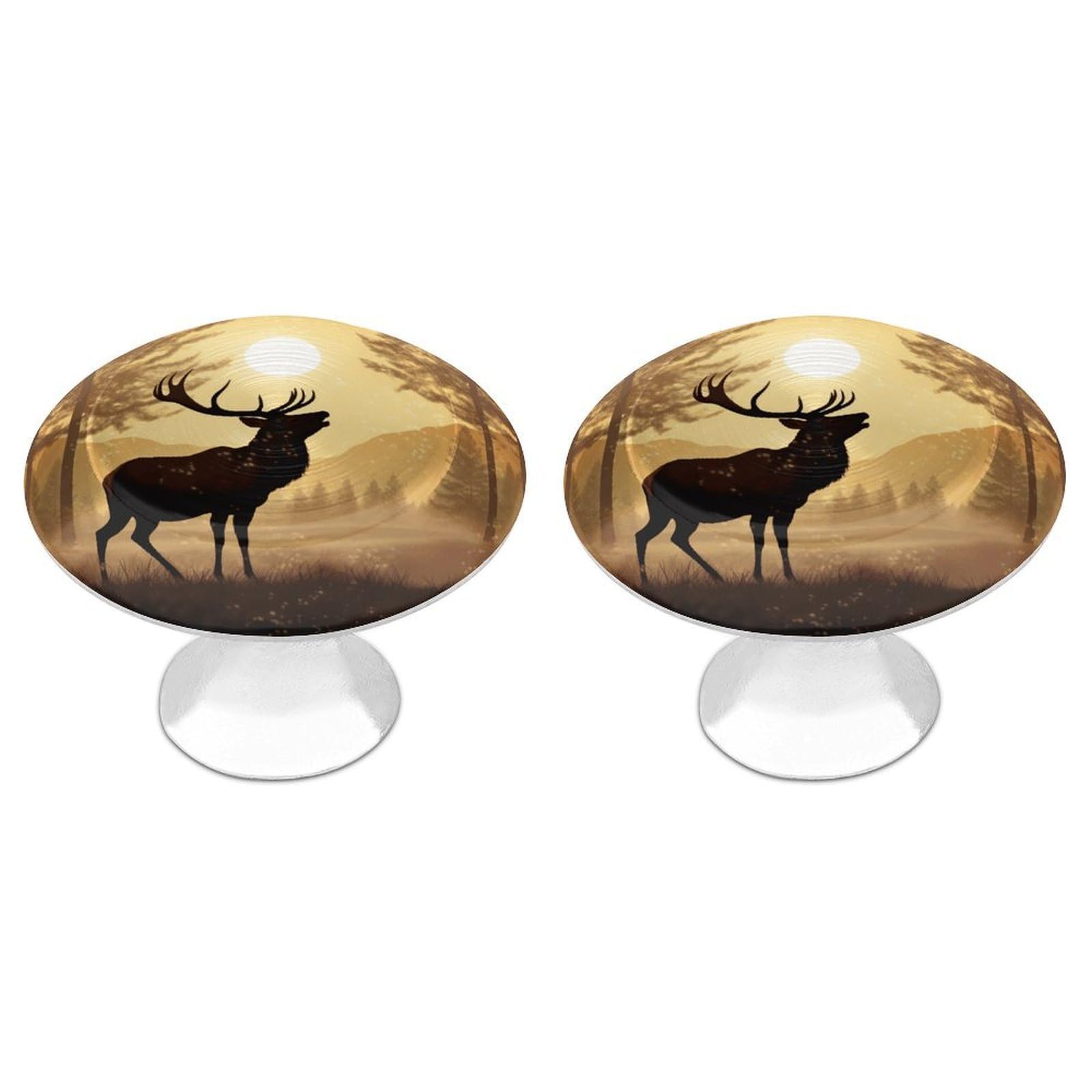 Vstadank Style Elk Artwork Cabinet Knobs Round Wardrobe Pulls Simple Drawer Handles With Screw Aluminum Alloy Closet Door Pull Modern Cabinet Hardware For Dresser Drawers 2 Pack