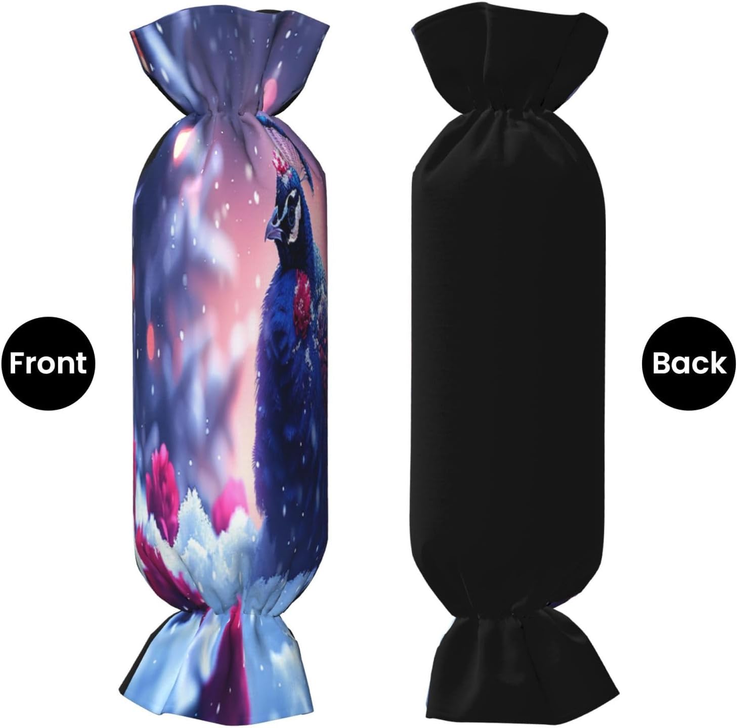 Snow Peacock Cylindrical Pillow-Premium Bed Pillows, Side Sleeper Neck Support, Decorative Candy Design, Soft and Durable