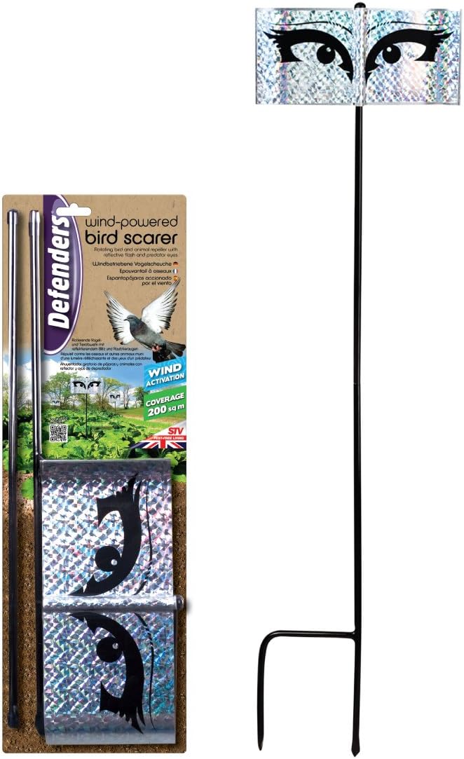 The Big Cheese Wind Powered Bird Scarer, Wind Activated Bird and Animal Deterrent, Iridescent Silver, Reflective Eyes. Protect Crops, Vegetable Patches, Lawns. Deter Pigeons, Crows, and Gulls