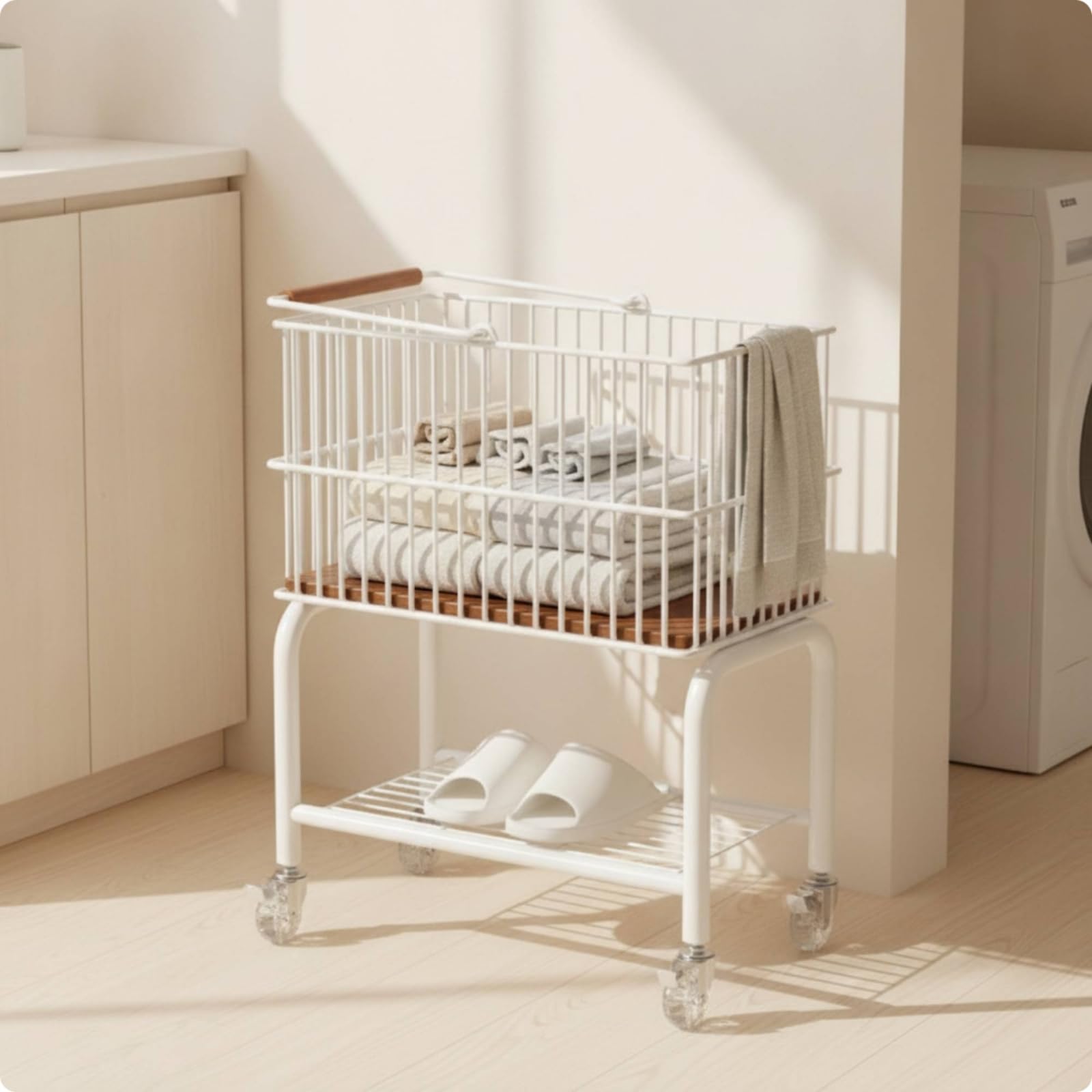 Carrello con Cesto in Metallo Mobile Carrello Organizer con Ruote Multistrato Scaffale Portaoggetti per Bagno, Silver
