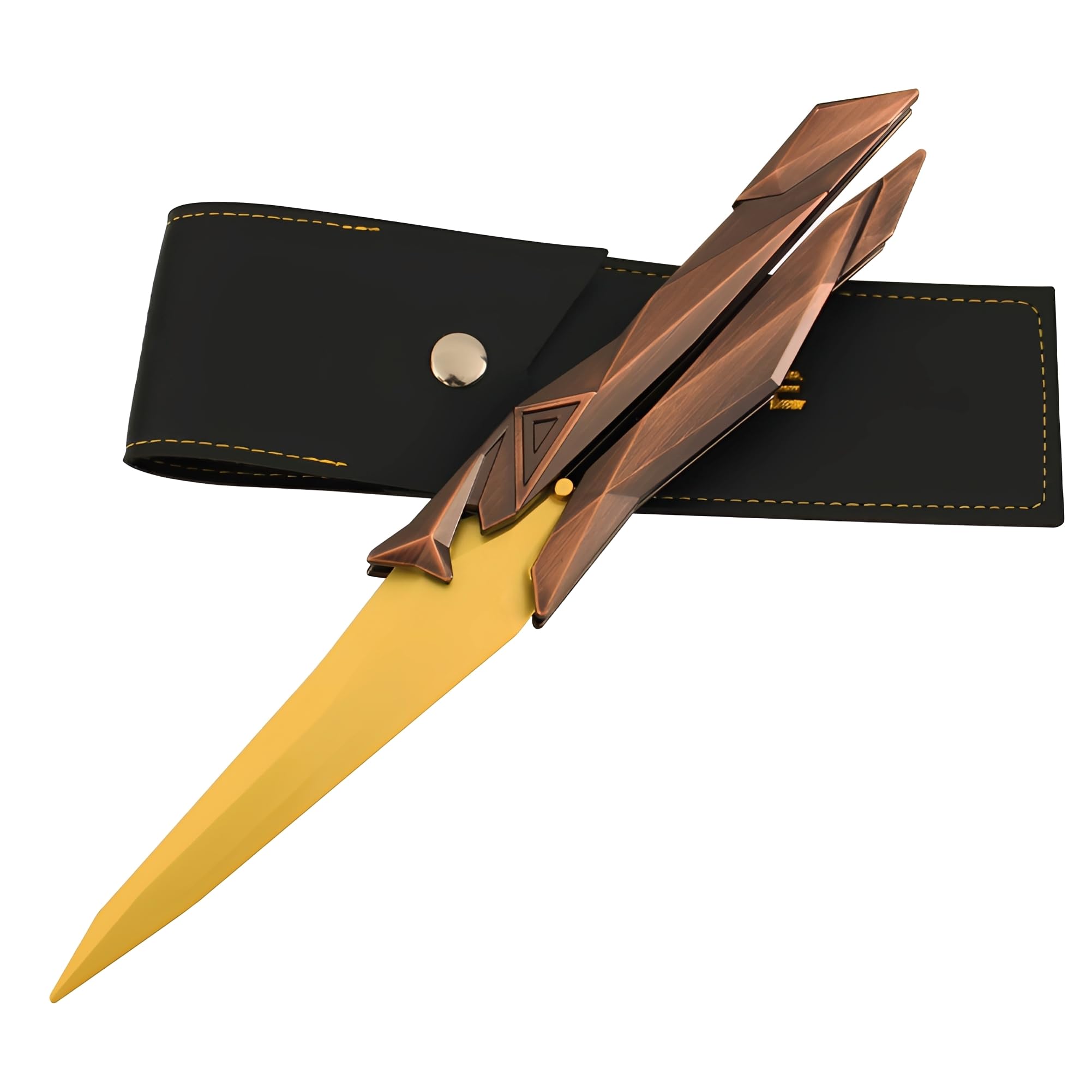 JHRFU Large Singularity Butterfly Model,Length 27Cm/10.7Inch,Four Colors Available,with A Leather Sheath,All-Metal Game Collectibles,Gold B