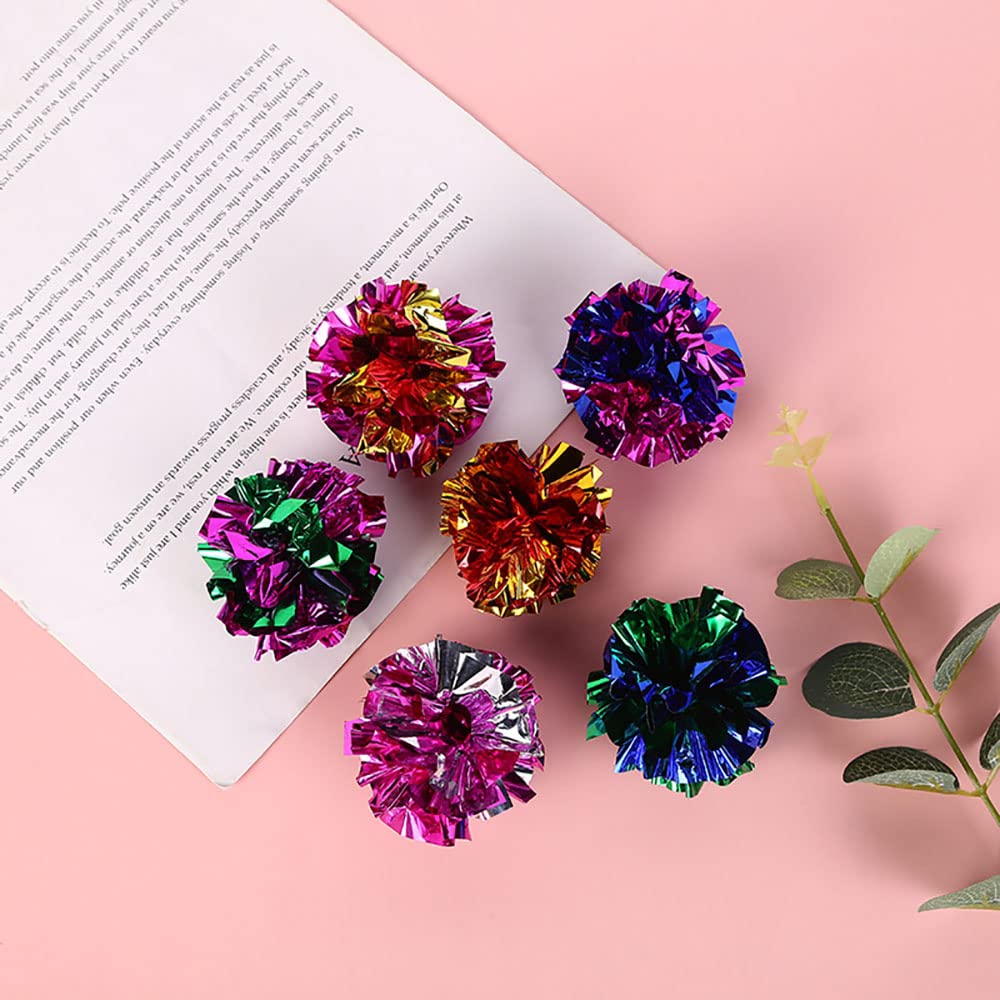 ANZONGYI 10 Pcs Mylar Crinkle Balls Colorful Crinkle Balls Cat Toys Rustle Sound Ball Cat Interactive Toys for Kittens and Grown-up Cats - Image 4