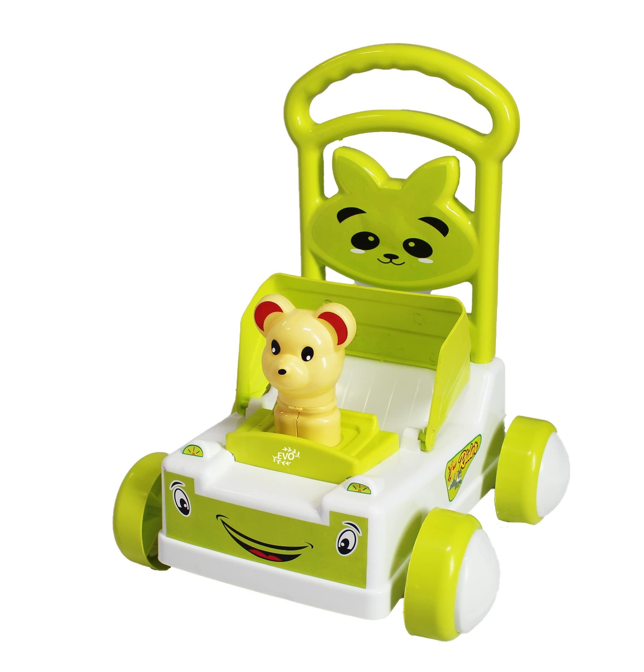 Evoshine® My First Step Sit-to-Stand Activity Baby Push Walker, Baby Walking Support Learning, Walker for Boys/Girls 9 Months -1.5 Year (Appu Rider-Green) (Green)