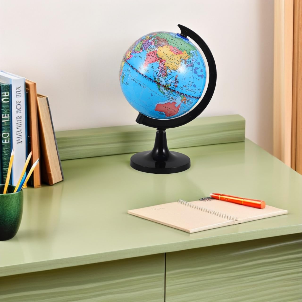 Galpada SchüLerglobus 14.20 cm Mit StäNder Politische Weltkarte Interaktives Lernspielzeug FüR Kinder Geographiematerial SchulzubehöR Und Schreibtischdekor