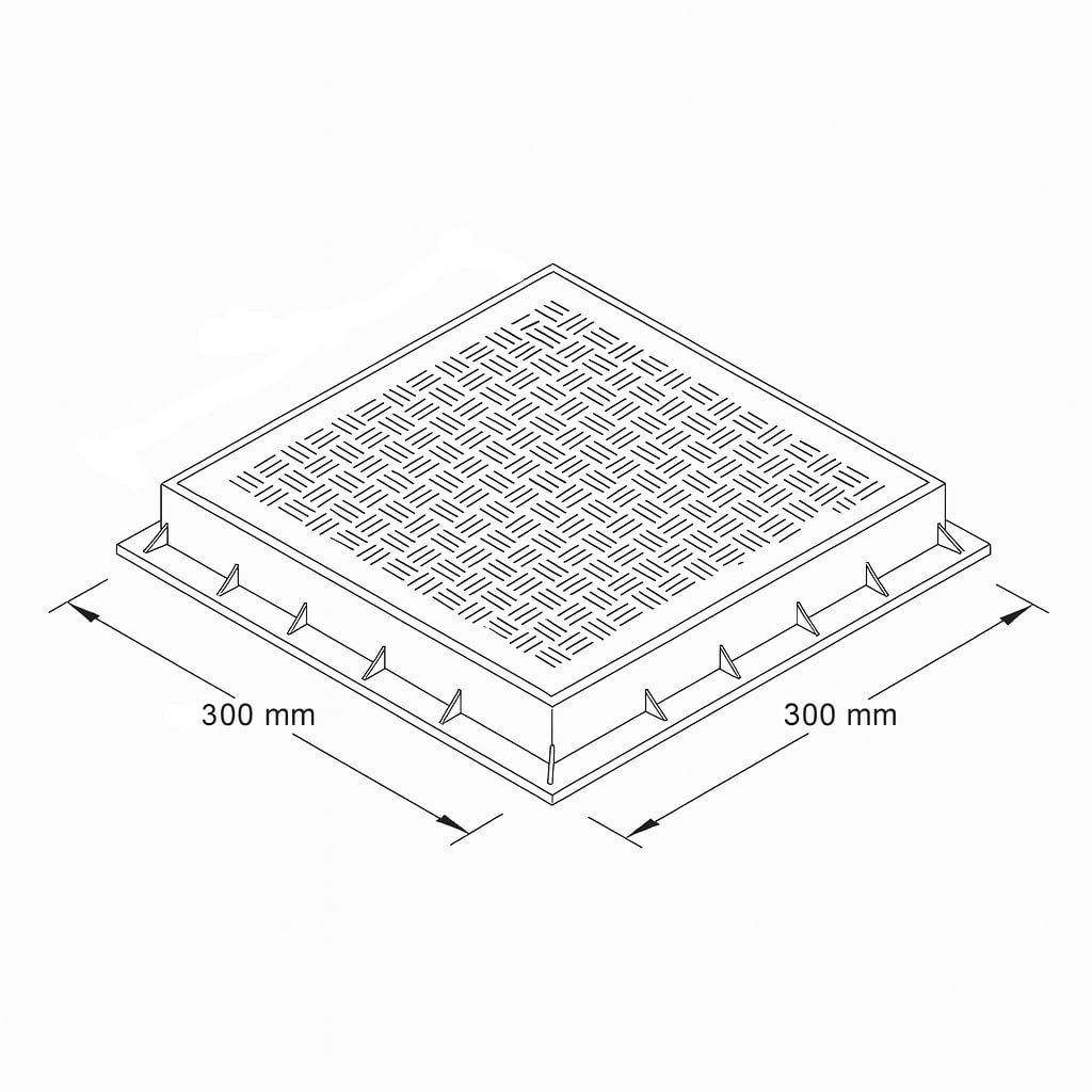 First Plast TCDP30V Telaio con Coperchio Pedonabile in PVC, Verde, 300 x 300 mm