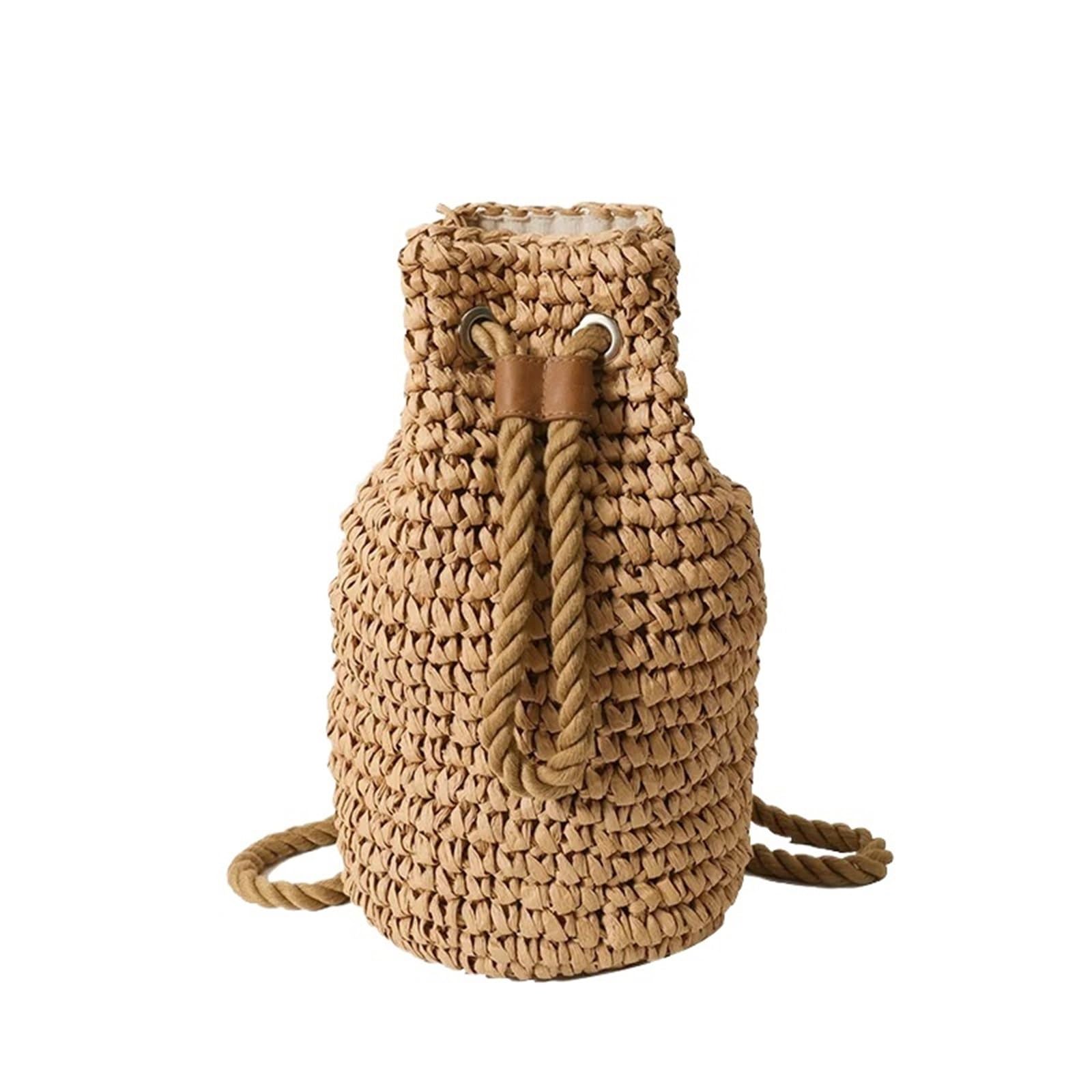 Zaino da donna grande, semplice e versatile in paglia solida