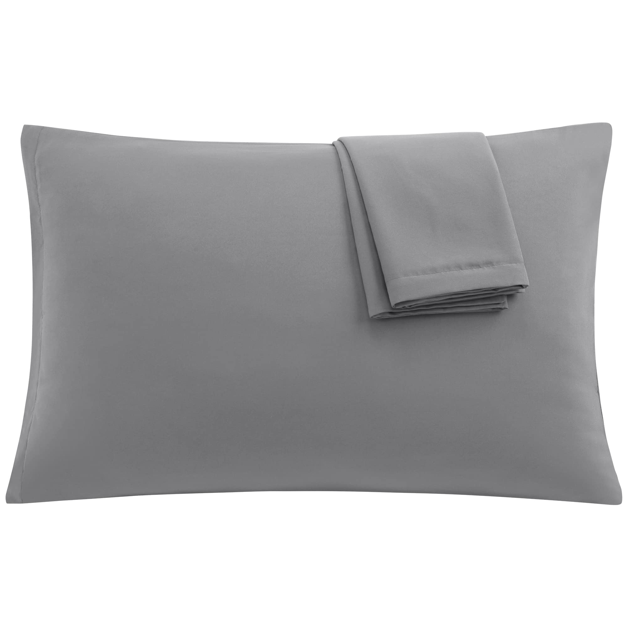 uxcell2 Pack Pillow Cases Soft 1800 Series Microfiber Pillowcases Set with Zipper Queen(20"x30") Grey