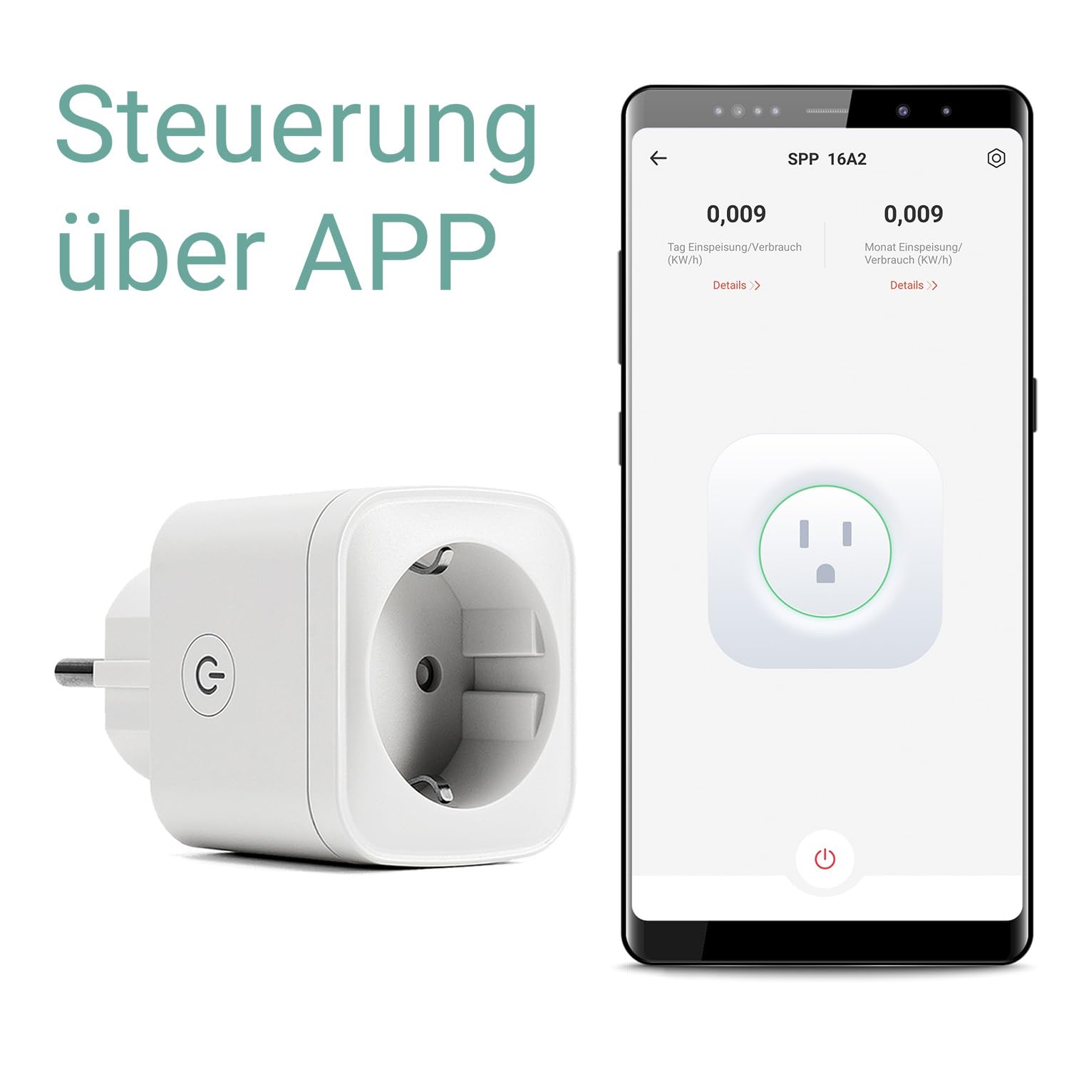 SPP 16A2 SmartPlug, WLAN, 16A, Strommessung, App Android und iOS