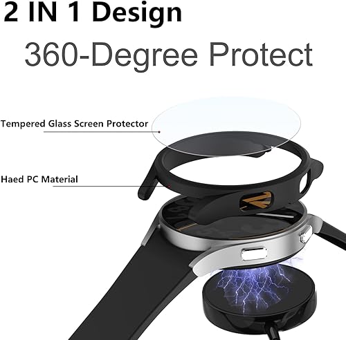 Miniatura 3 de colaxuyi - Funda compatible con Samsung Galaxy Watch 4 de 1.732 pulgadas (1.732 in) con protector de pantalla de vidrio templado, carcasa protectora