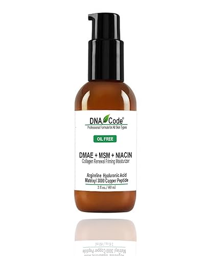 DNA CODE Skin Care Hidratante reafirmante sin aceite-DMAE+MSM+niacina, ácido hialurónico 100% puro+Matrixyl 3000