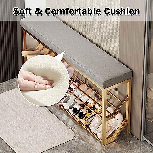 Banc de rangement à chaussures pour optimiser une petite entrée