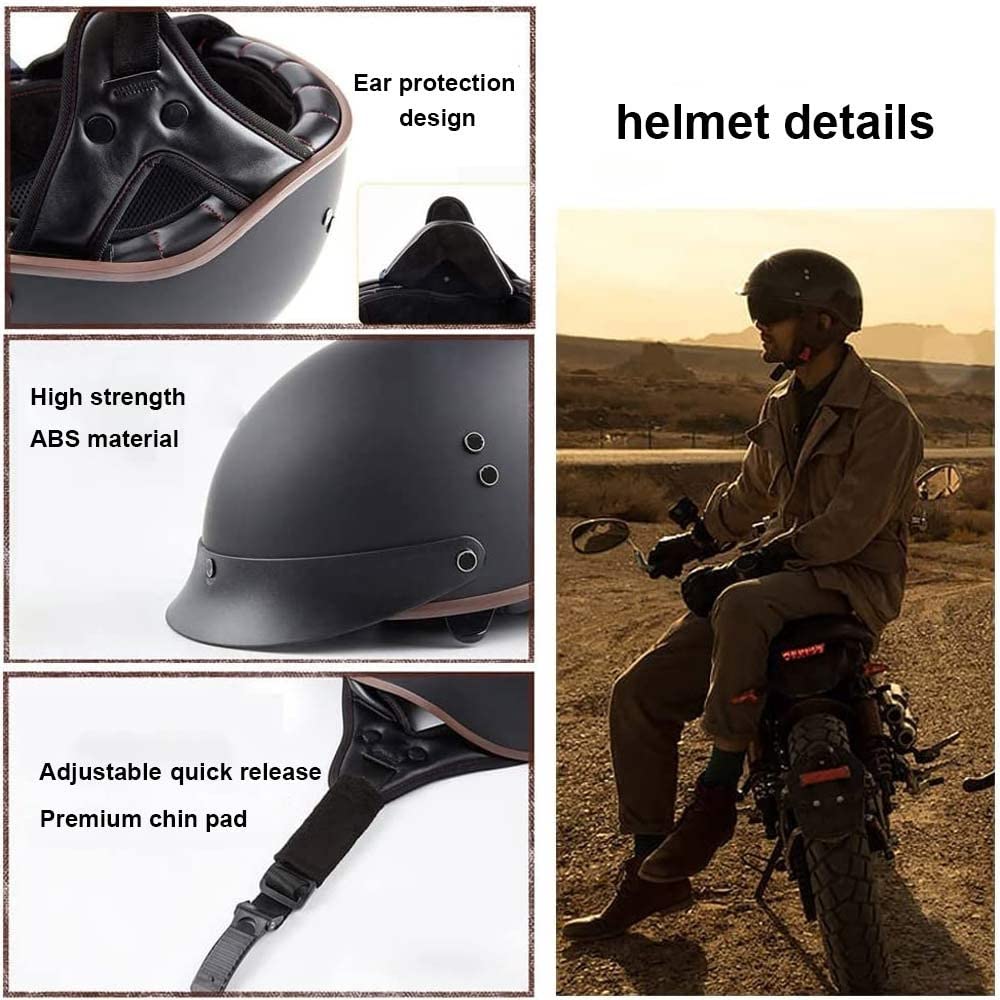Casque Rétro Visière Soleil Casque Moto Demi-jet - Homologué DOT