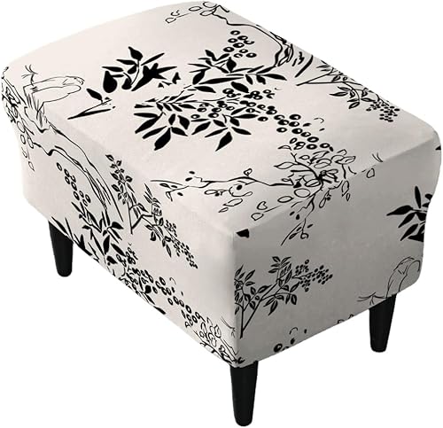 Vista 41 de Eco-Ancheng - Funda otomana elástica rectangular para almacenamiento, funda para taburete con reposapiés, cubiertas para taburete otomano con parte