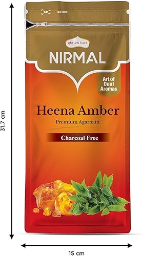Miniatura 6 de Nirmal Heena Amber Premium Fragancia 200 varillas de incienso Agarbatti por Shubhkart (paquete de 2)