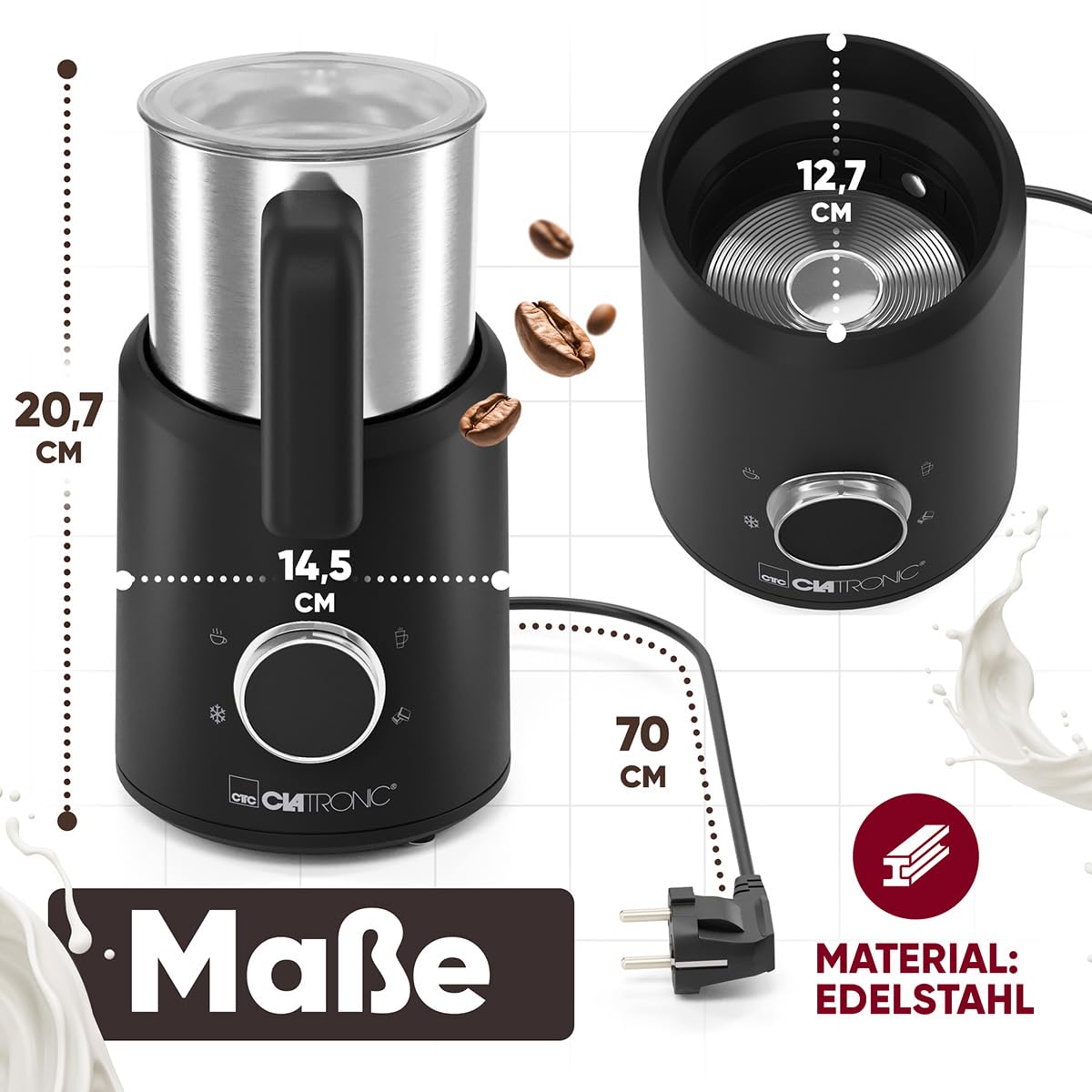 Montalatte da 500 W Clatronic MS3812-Nero
