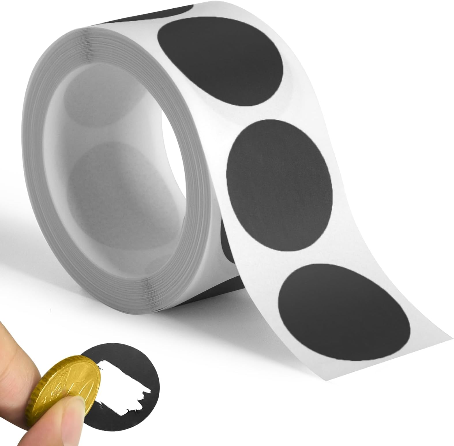 NALACAL 300 Pack Scratch Off Stickers, 1" Round Circle Scratch Off Labels, Self Adhesive Scratch Off Cards for Lottery Tickets DIY, Raffle Card Creating (Black)