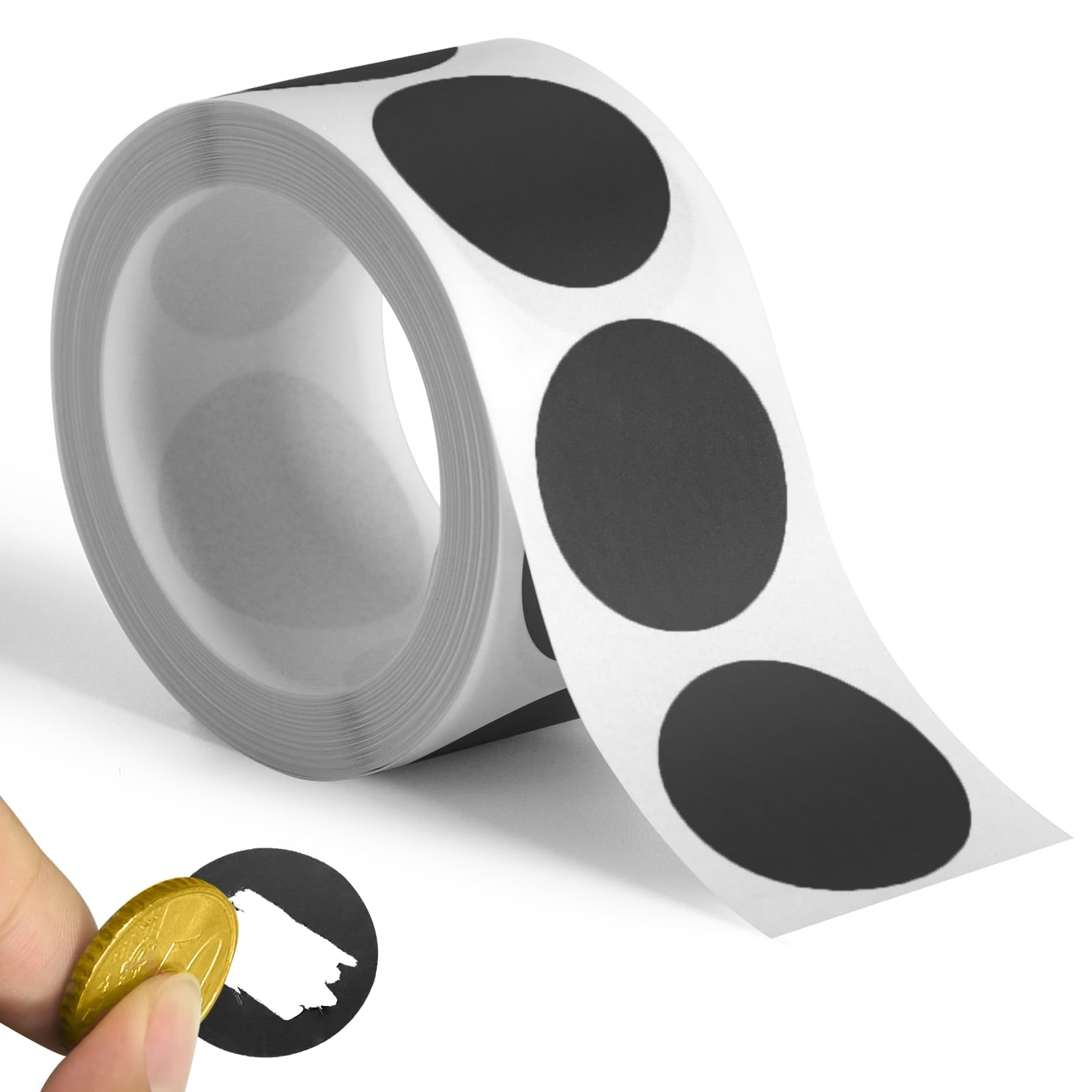 300 Pack Scratch Off Stickers, 1" Round Circle Scratch Off Labels, Self Adhesive Scratch Off Cards for Lottery Tickets DIY, Raffle Card Creating (Black)