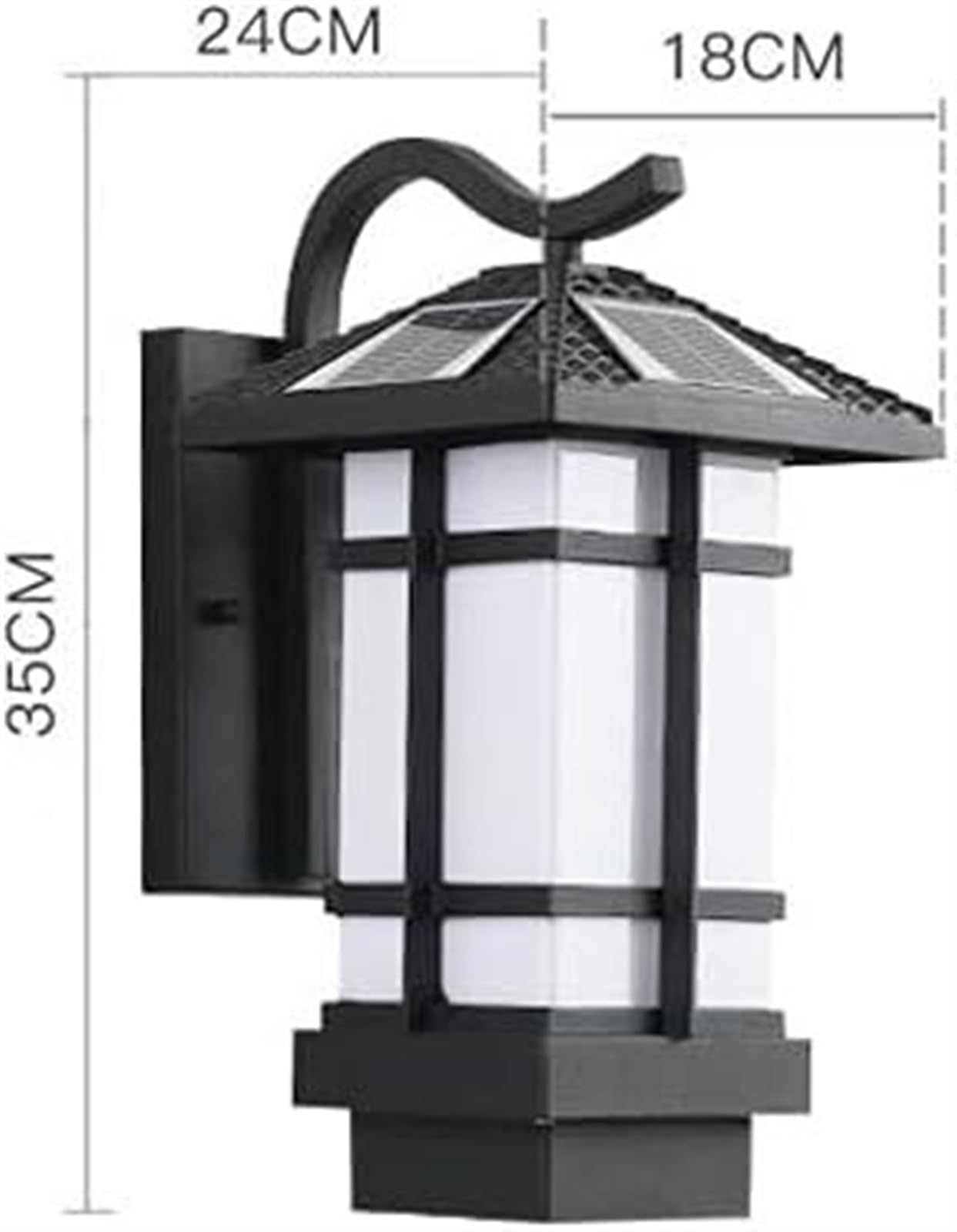 Applique Murale Solaire d'extérieur, boîtier en Aluminium Noir, Applique Murale extérieure étanche IP65, Lanterne pour Porte d'entrée, Jardin, Garage, terrasse, Balcon