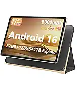 11-inch Android 16 Tablet, 32GB RAM + 128GB ROM (1TB Expand), T7280 Octa-Core 2.2GHz Processor, 90Hz FHD+ IPS Display, 8000mAh Battery, Gemini AI, Face ID, Dual Speakers, Fast Charging (Golden)
