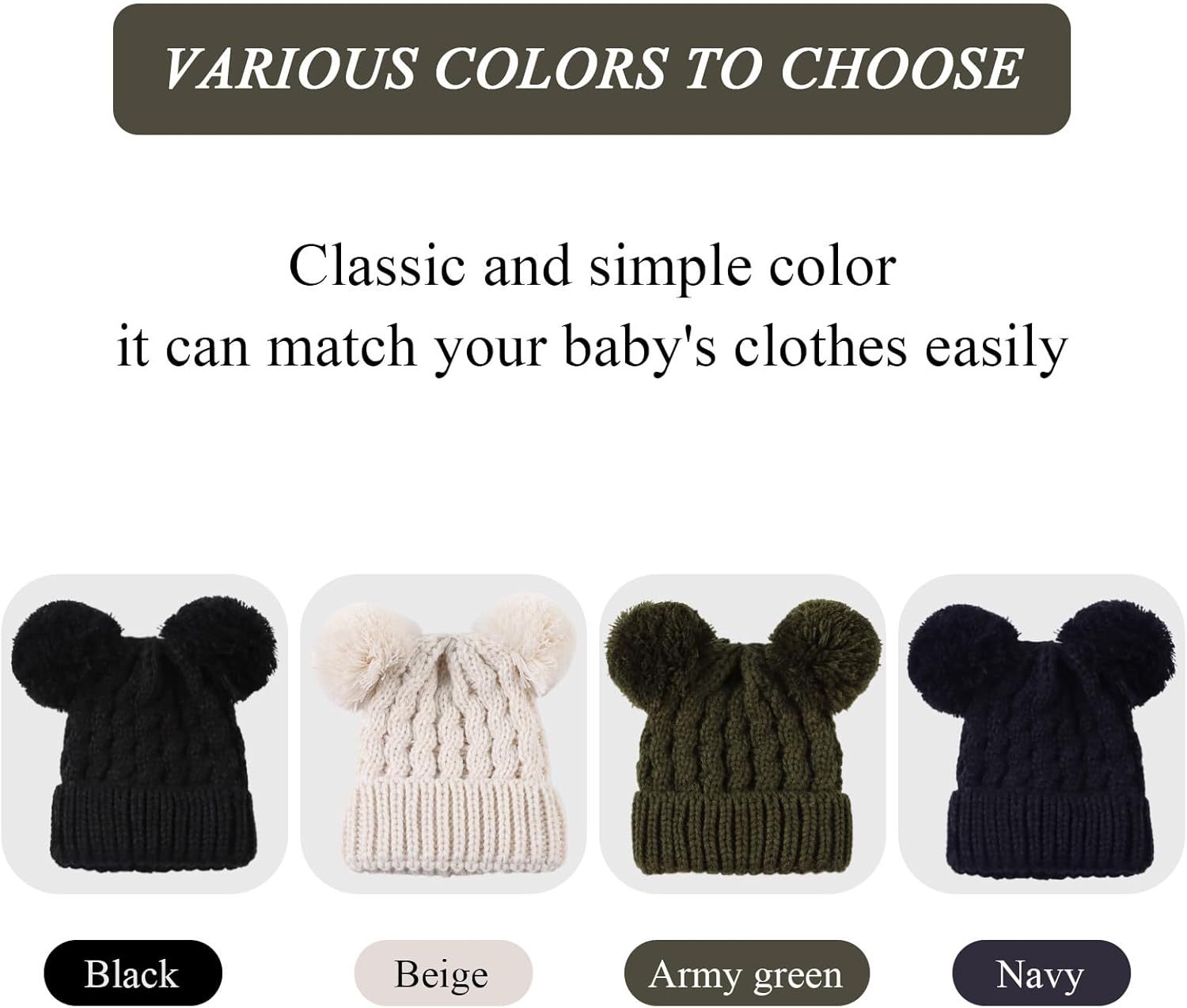Yuoahcn Baby Girl Beanie Winter Baby Boy Hat with Pom pom Warm Infant Knitted Hats Toddler Kid Beanies - Image 5