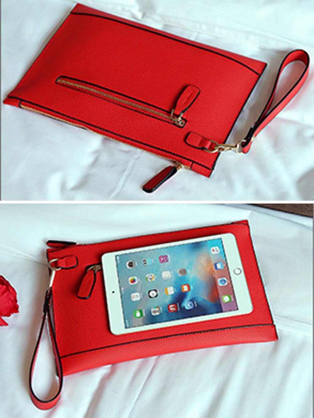 Women Envelope Clutch Bag PU Leather Female Day Clutches Large Purse Evening Bags with Wrist Strap - Image 5